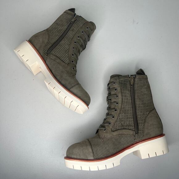 MIA Khaki Green Kashton Perforated Zip Combat Boot Size 9.5 - Picture 6 of 8